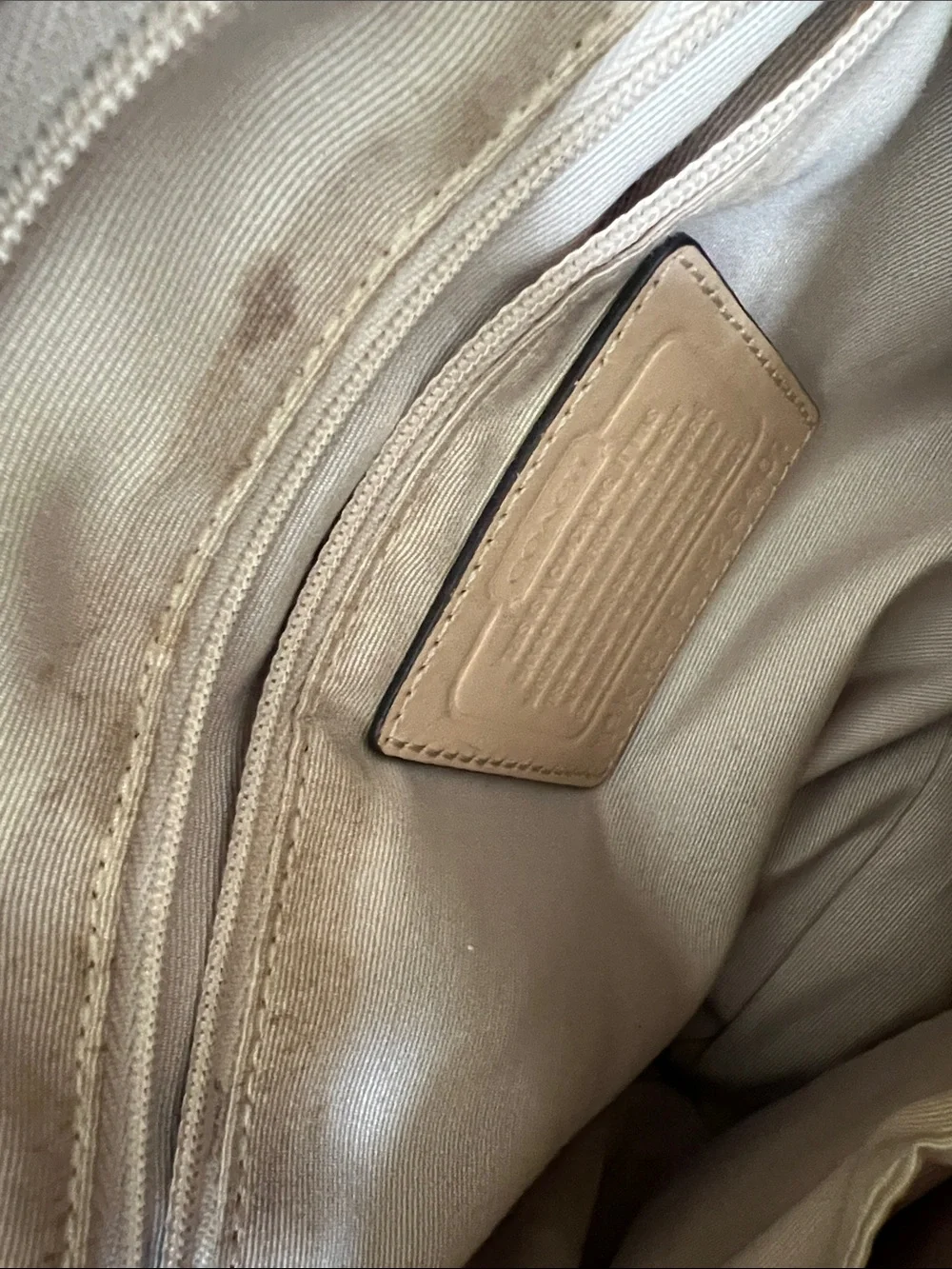 Coach Tan and Cream Signature Canvas Shoulder Bag